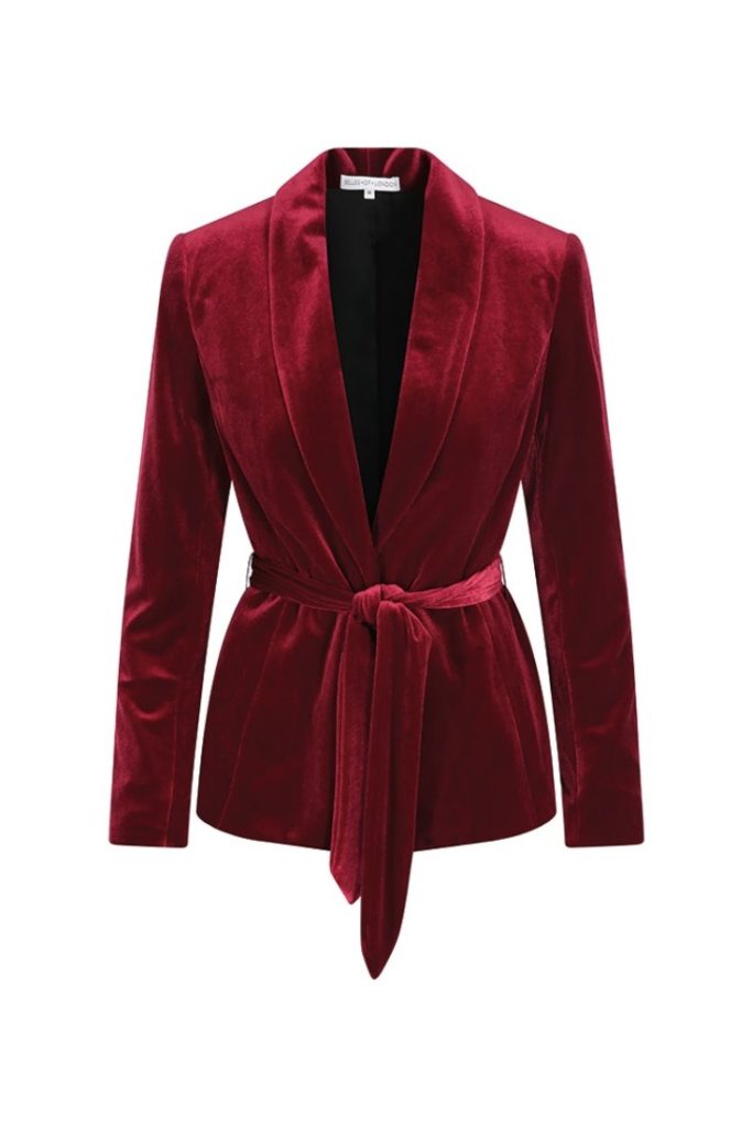 Belles of London - Noelle Red Velvet Soft Tailored Jacket  £150.00