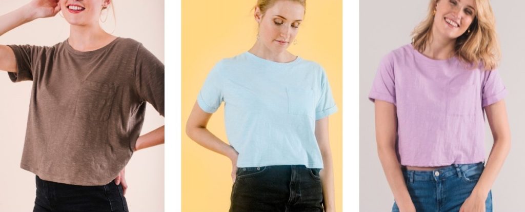 Sustainable Boxy T-shirts Brown, baby Blue and Pink