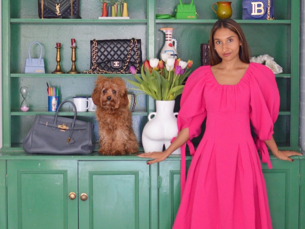 Eshita Kabra | Jacquemus Manosque maxi dress | Pink Dress and Green Shoes
