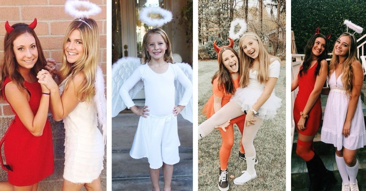 sustainable Halloween costumes - devil and angel image