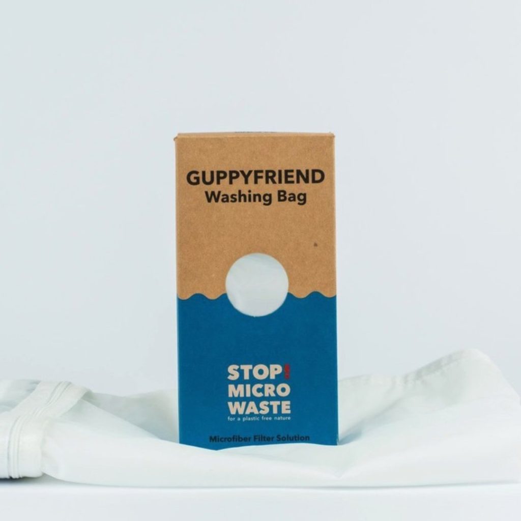 Guppy Friend washing bag used to catch microfibres from synthetic clothing and stop micro waste