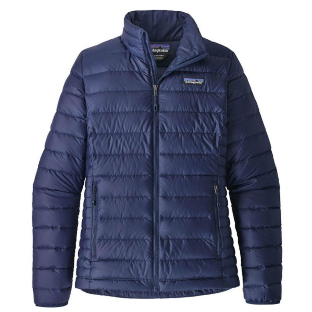 Patagonia blue down sweater jacket | made from recycled polyester fabric | ethical and sustainable fashion brand