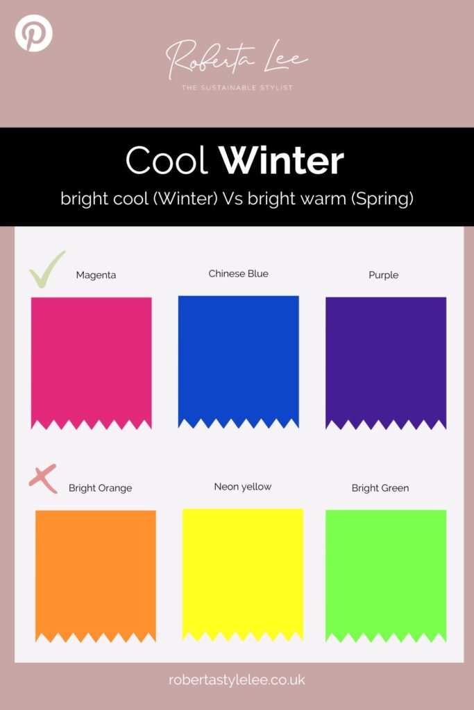 Cool winter bright colours Vs warm spring bright colours