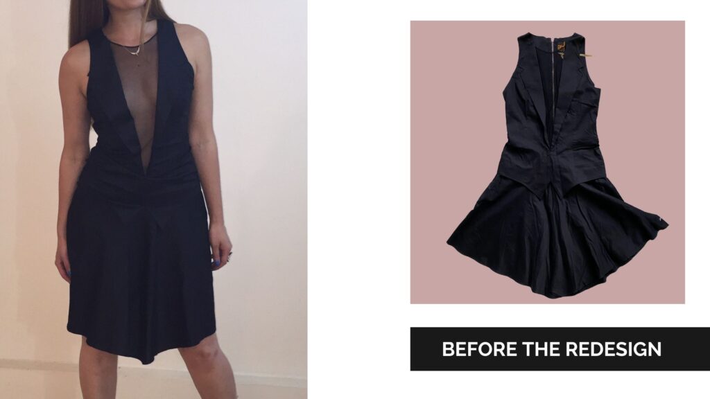 Black Tuxedo Dress with Deep V neckline