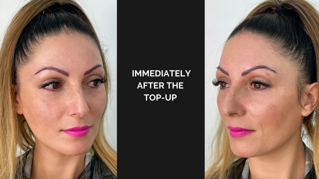 Semi-permanent eyebrows (microblading)  -  results immediately after the treatment 