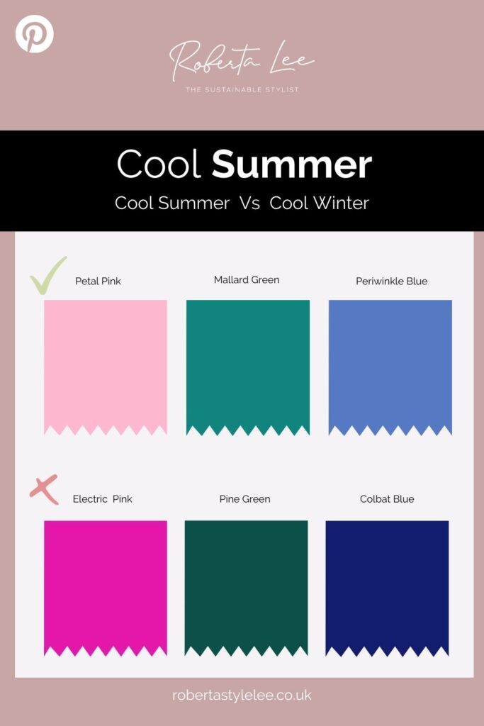 Cool summer best colours Vs worst colours example colour palette 