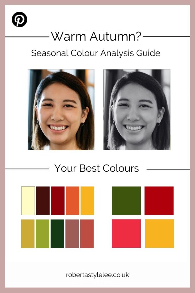 Warm autumn skin tone and hair, warm autumn colour palette - Non-White, Asian skin 