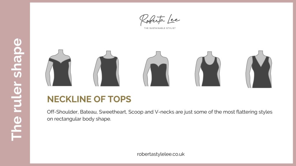 Neckline of tops for the ruler body shape 
