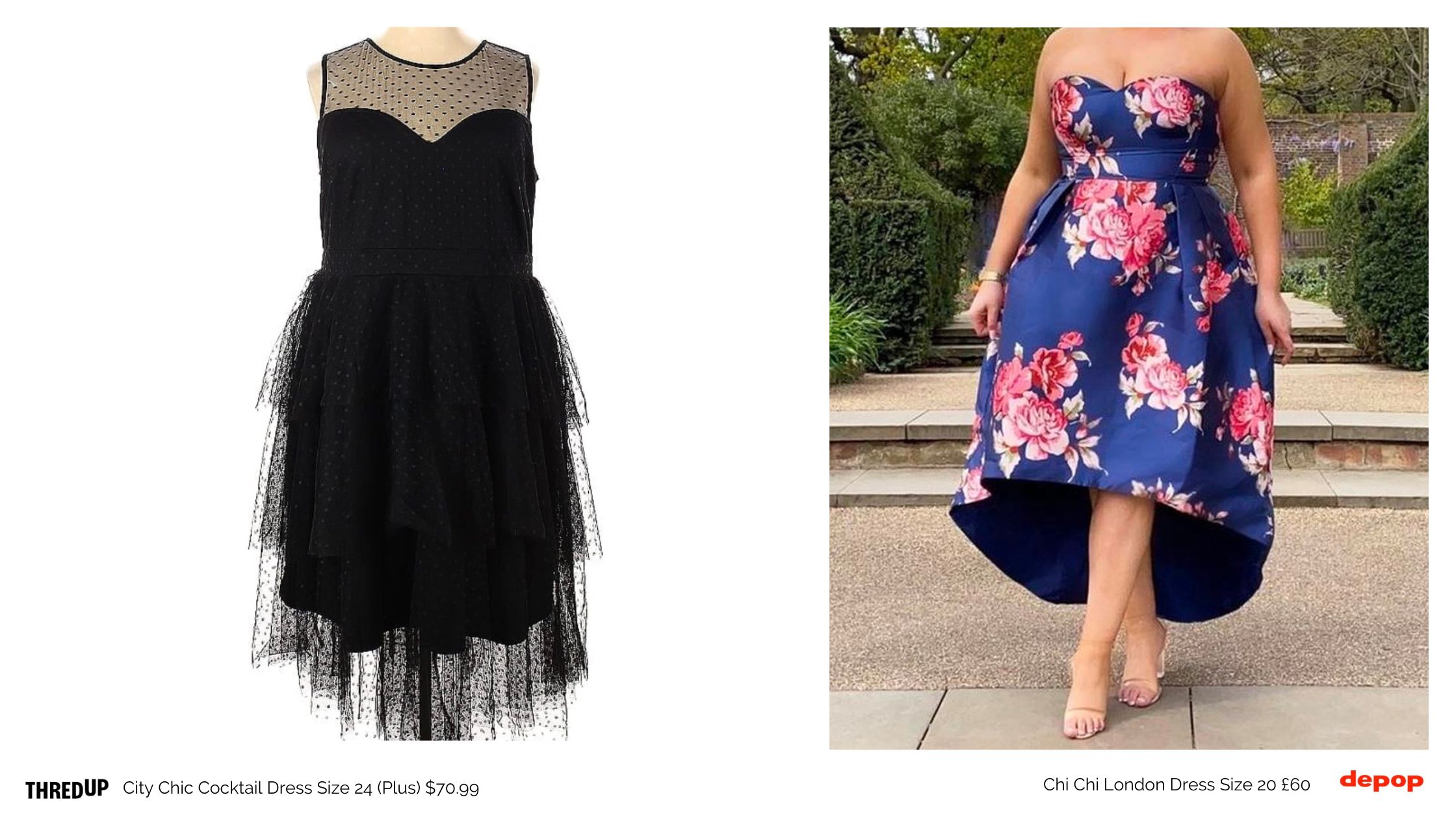 Plus sized black cocktail dress, plus sized party dress, wedding guest dress - Thredup and Depop | Preloved fashion websites 