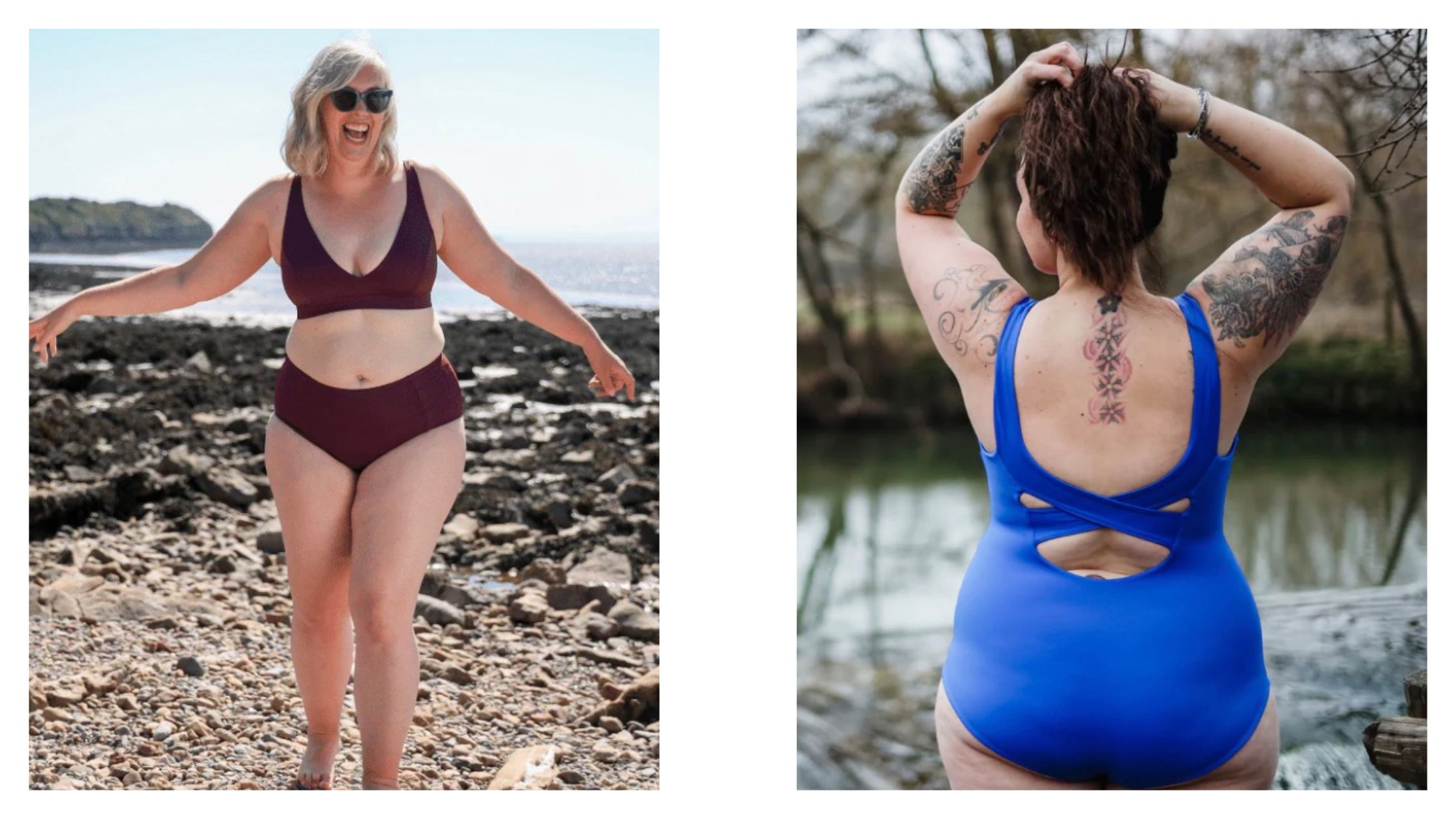 Blue sustainable size inclusive swimming costumes| XL Plus size bikini in Burgundy \ Deakin & Blue 