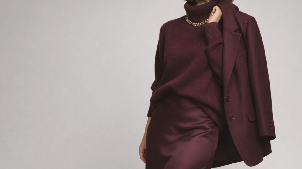 How to Find Your Personal Style Without Years of Guesswork PIN Women wearing burgundy outfit, looking effortless and elegant. Chic, simple, sustainable.