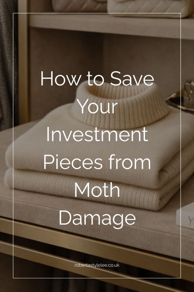 Luxury Cashmere Jumper, Luxury Walk in wardrobe. Investment Wardrobe Items. Luxury Styling - Avoid Moth Damage.