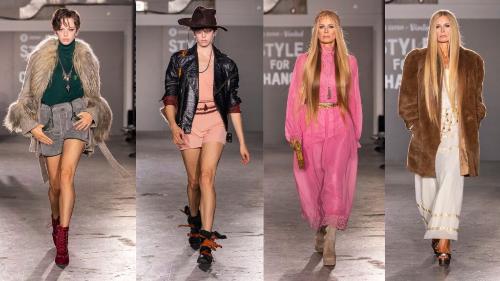 Oxfam X Vinted Runway looks SS26 - Loved by Roberta Style Lee \ Featuring Cassady Clover and Laura bailey Standout pre-loved fashion looks at LFW Oxfam x Vinted Runway Show – sustainable style highlights”